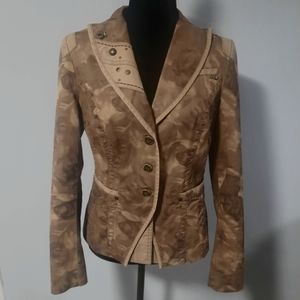 Kensol Detailed Dark Green / Brown Camouflage Button Up Blazer